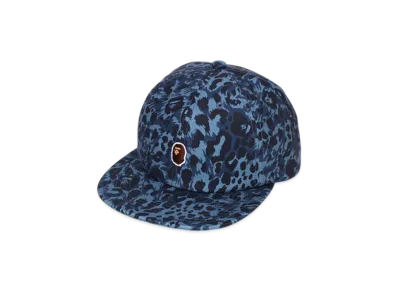 A BATHING APE Wild Leopard Pattern One Point Cap "Navy"