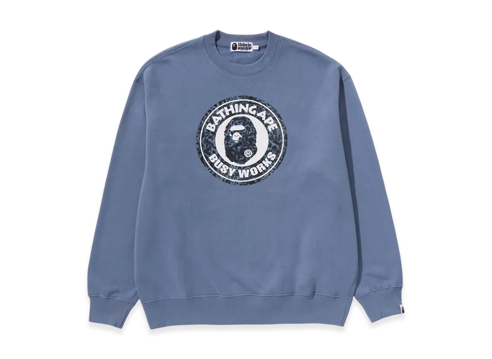 A BATHING APE Wild Leopard Pattern Relaxed Fit Crewneck Sweatshirt #1 "Blue"