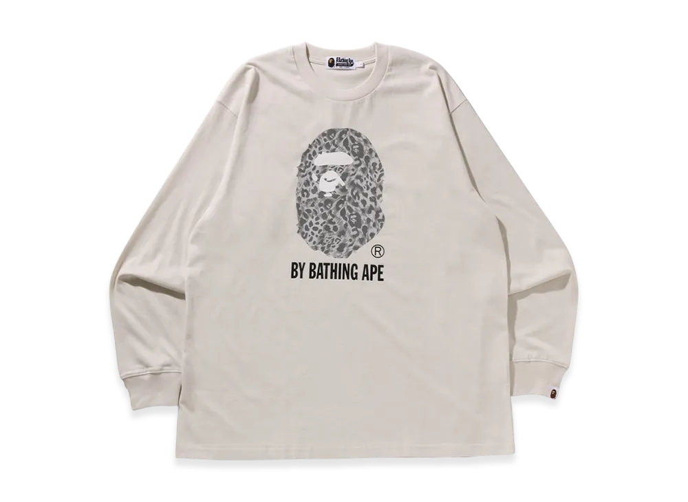 A BATHING APE Wild Leopard Pattern Relaxed Fit LS Tee "Ivory"