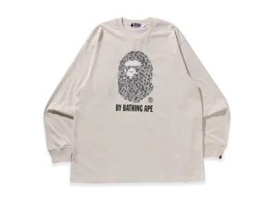 A BATHING APE Wild Leopard Pattern Relaxed Fit LS Tee "Ivory"