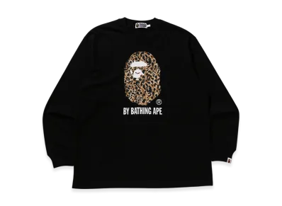 A BATHING APE Wild Leopard Pattern Relaxed Fit LS Tee "Black"