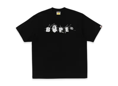 A BATHING APE Wrinkle Bape Logo Relaxed Fit Tee "Black"