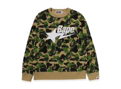 A BATHING APE ABC Camo Rhinestone Bape STA Crewneck Sweatshirt "Green"