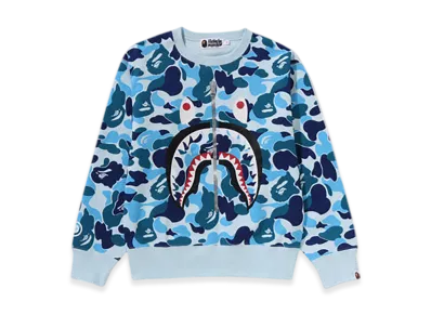 A BATHING APE ABC Camo Shark Crewneck Sweatshirt "Blue"
