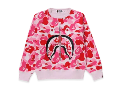 A BATHING APE ABC Camo Shark Crewneck Sweatshirt "Pink"