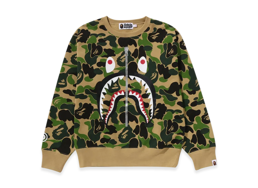 A BATHING APE ABC Camo Shark Crewneck Sweatshirt "Green"