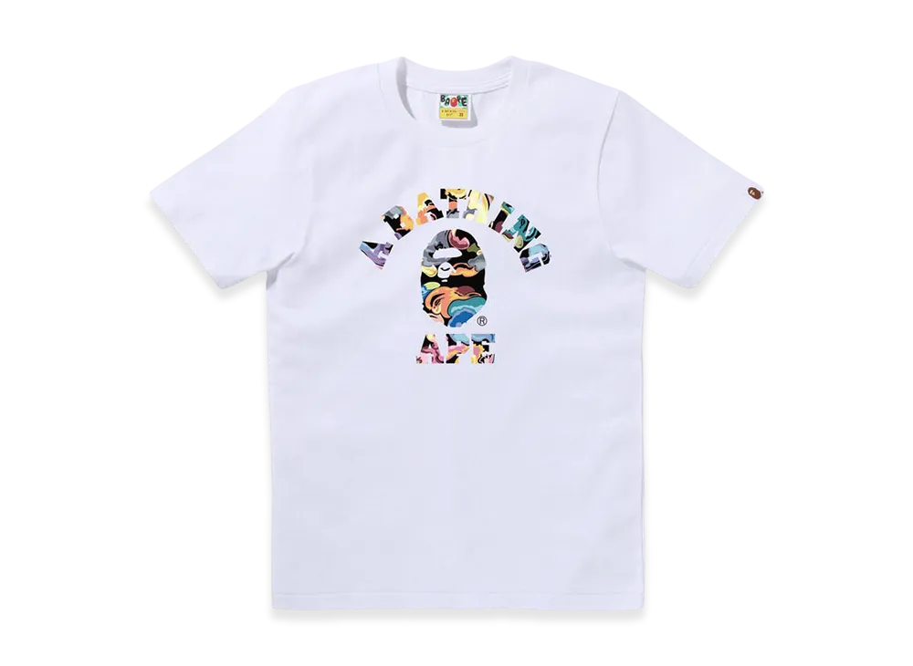 A BATHING APE Art Camo College Tee "White"