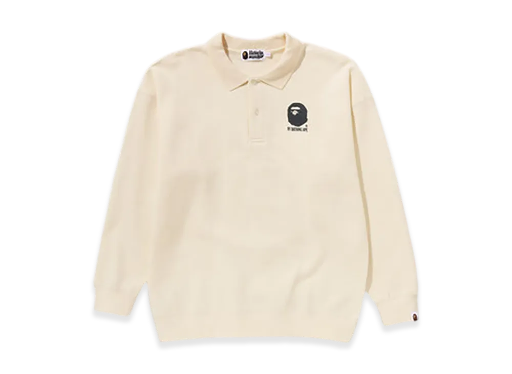 A BATHING APE By Bathing L/S Polo Shirt "Ivory"