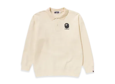A BATHING APE By Bathing L/S Polo Shirt "Ivory"
