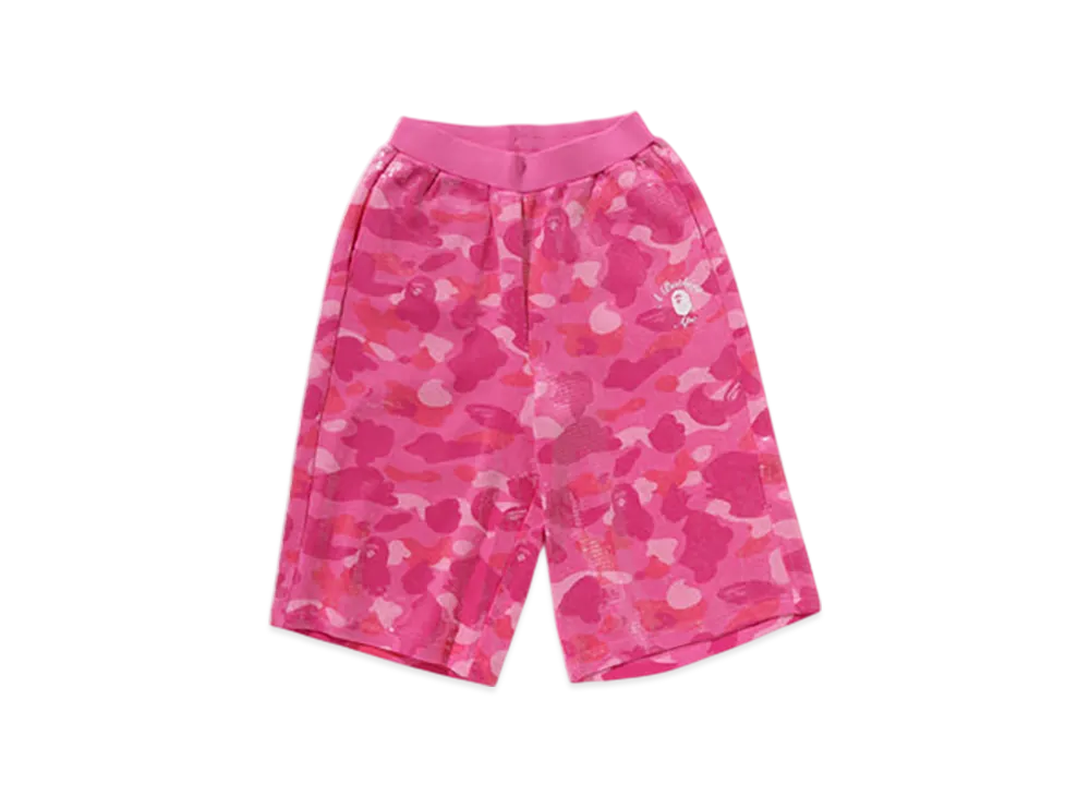 A BATHING APE Color Camo Ape Head Sequin Sweat Shorts "Pink"