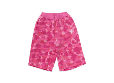 A BATHING APE Color Camo Ape Head Sequin Sweat Shorts "Pink"
