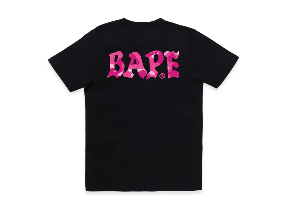 A BATHING APE Color Camo Bape Logo Tee "Black/Pink"