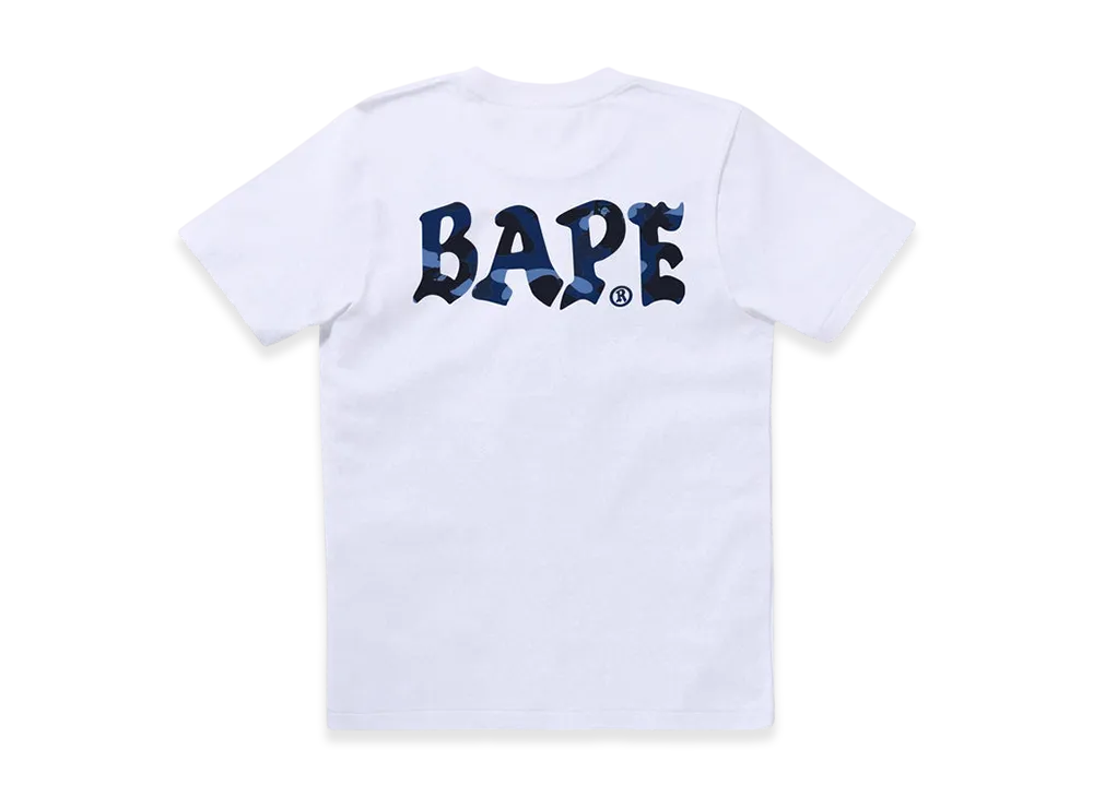 A BATHING APE Color Camo Bape Logo Tee "White/Navy"