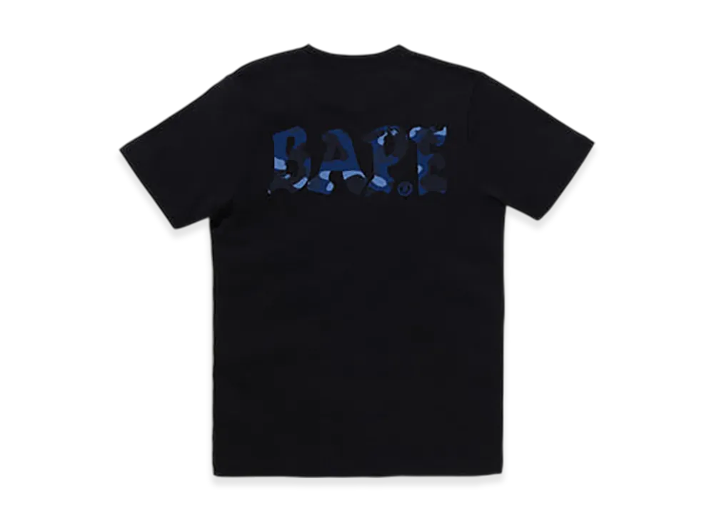 A BATHING APE Color Camo Bape Logo Tee "Black/Navy"