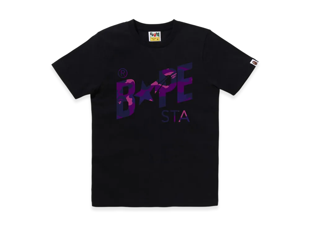 A BATHING APE Color Camo Bape STA Logo Tee "Black/Purple"