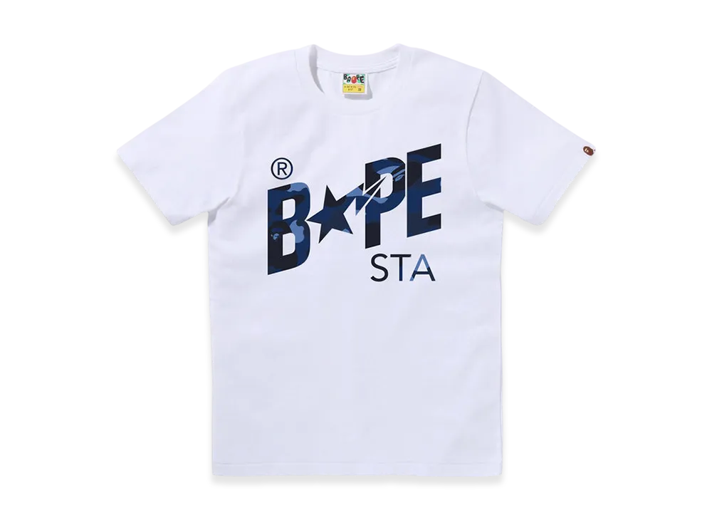 A BATHING APE Color Camo Bape STA Logo Tee "White/Navy"