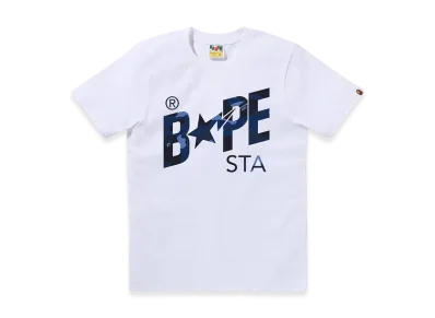 A BATHING APE Color Camo Bape STA Logo Tee "White/Navy"