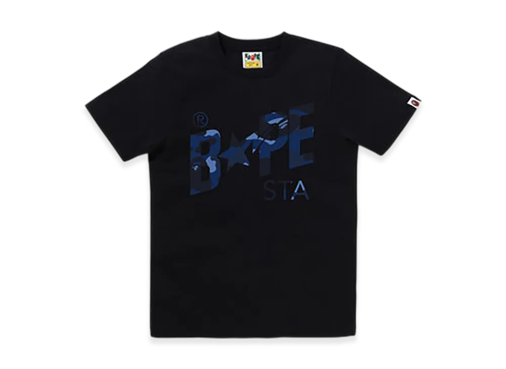 A BATHING APE Color Camo Bape STA Logo Tee "Black/Navy"
