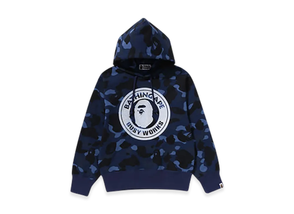 A BATHING APE Color Camo Busy Works Pullover Hoodie "Navy"