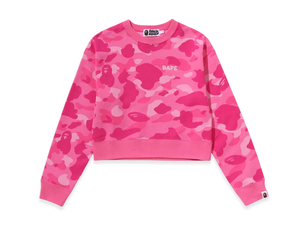 A BATHING APE Color Camo Cropped Crewneck Sweatshirt "Pink"