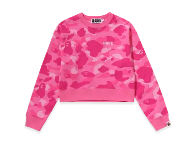 A BATHING APE Color Camo Cropped Crewneck Sweatshirt "Pink"