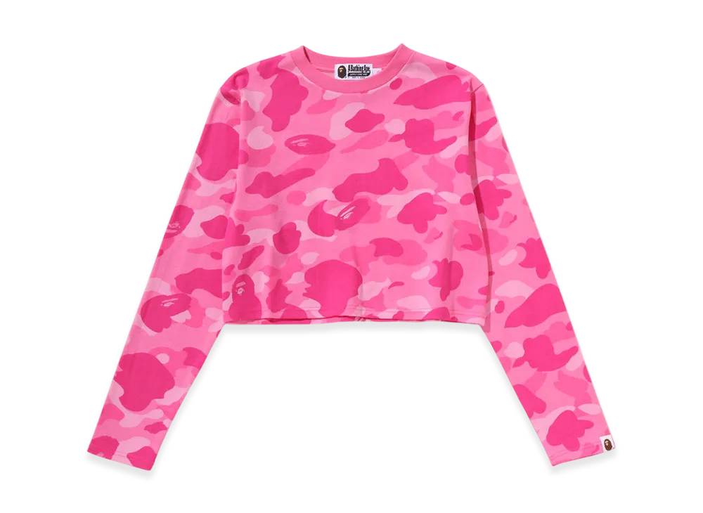A BATHING APE Color Camo Cropped LS Tee "Pink"