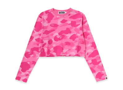 A BATHING APE Color Camo Cropped LS Tee "Pink"
