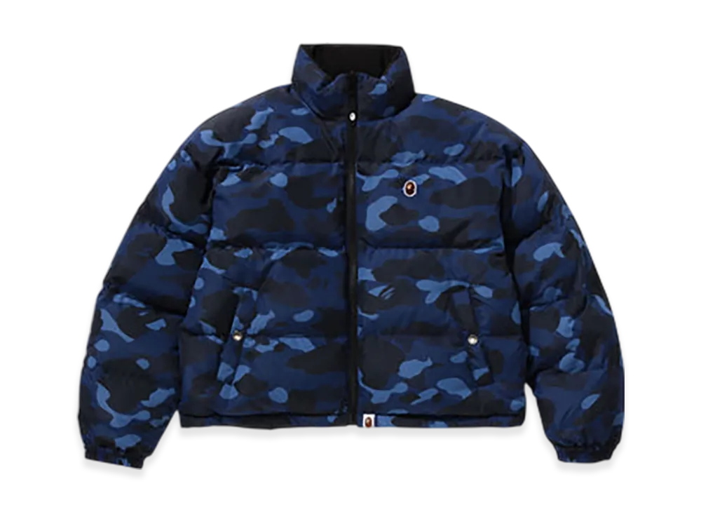 A BATHING APE Color Camo Reversible Down Jacket "Navy"