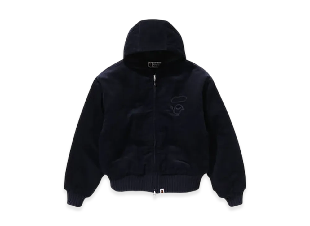 A BATHING APE Corduroy Padded Hoodie Jacket "Navy"
