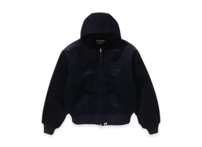 A BATHING APE Corduroy Padded Hoodie Jacket "Navy"