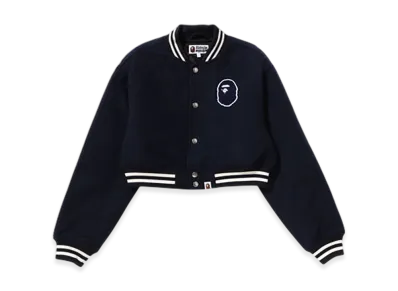 A BATHING APE Cropped Varsity Jacket "Navy"