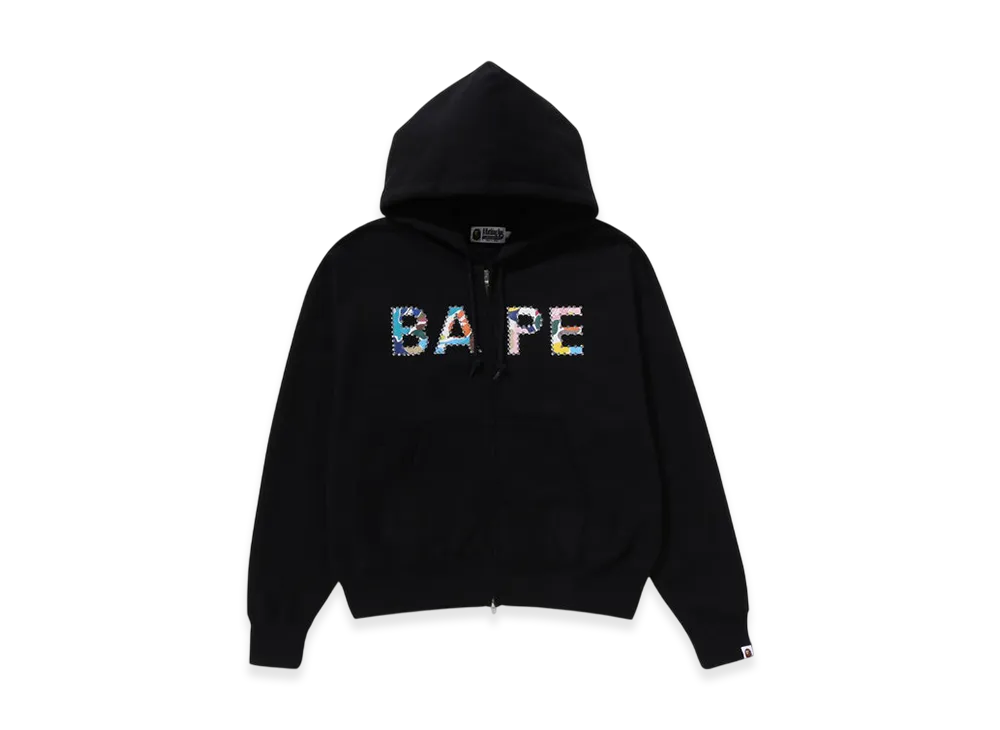 A BATHING APE Multi Camo Crystal Logo Wide Zip Hoodie "Black"