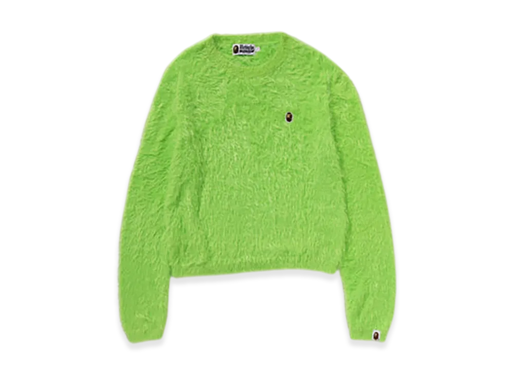 A BATHING APE One Point Shaggy Sweater "Green"