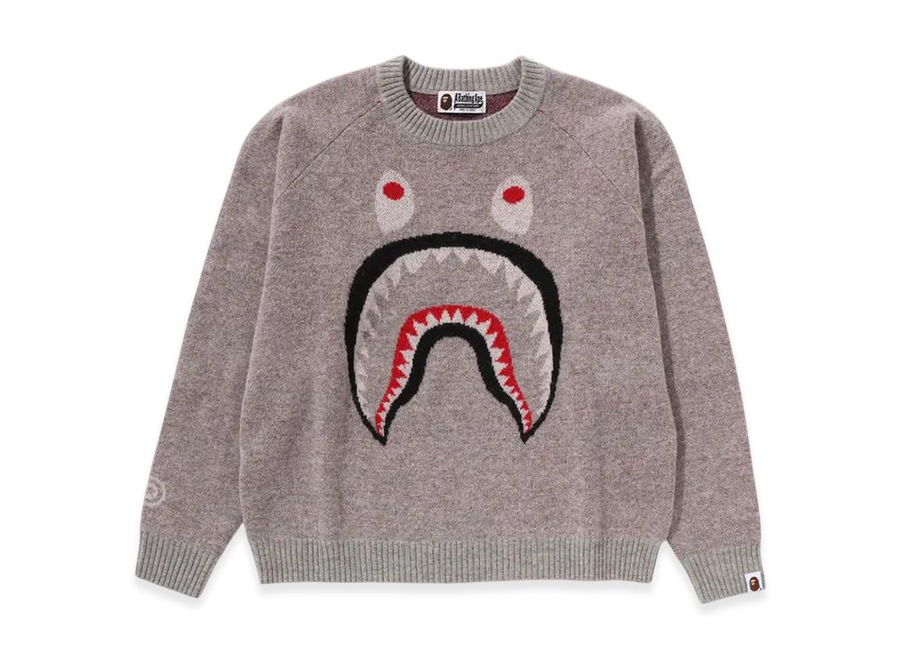 A BATHING APE Shark Wool Mix Sweater "Gray"