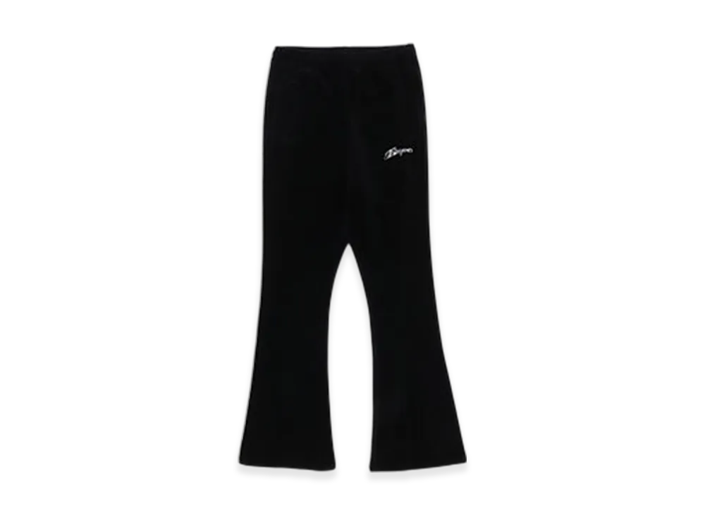 A BATHING APE Washed Multi Logo Rhinestone Velour Bootcut Fit Pants "Black"