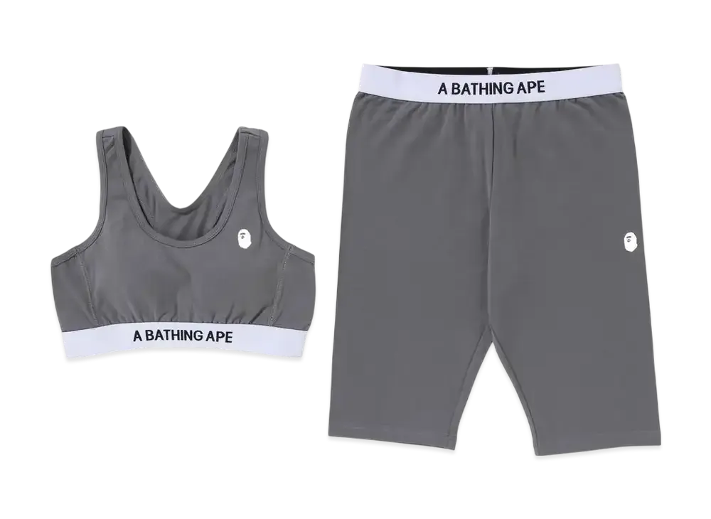 A BATHING APE Sport Bra Biker Shorts Set "Gray"