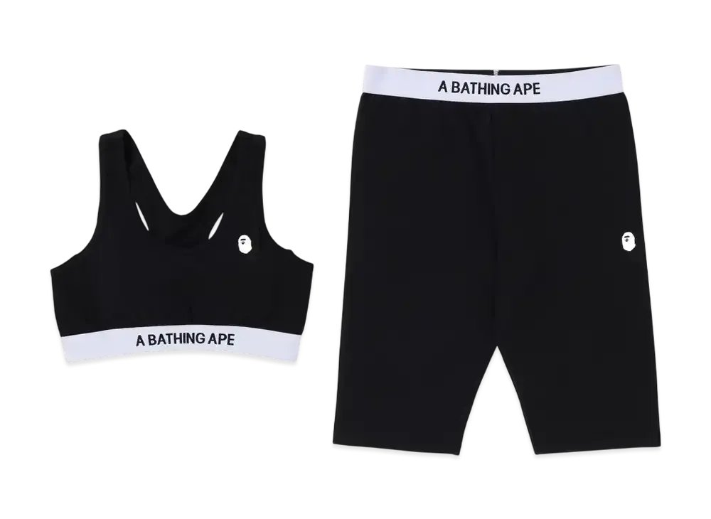 A BATHING APE Sport Bra Biker Shorts Set "Black"
