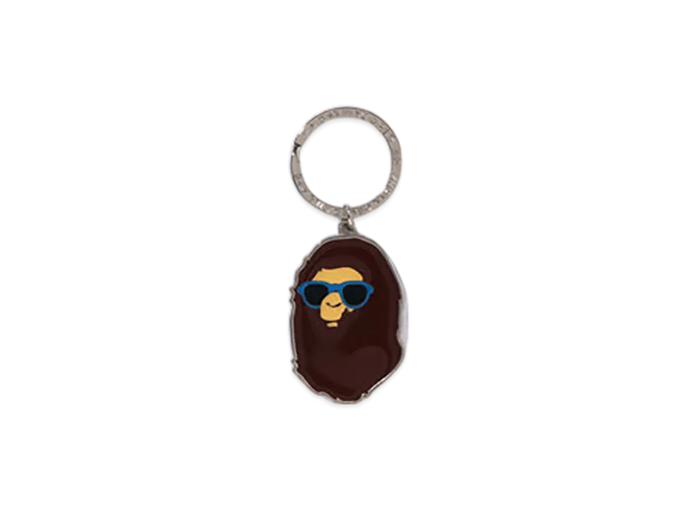 A BATHING APE Resort Ape Head Metal Keychain "Brown"
