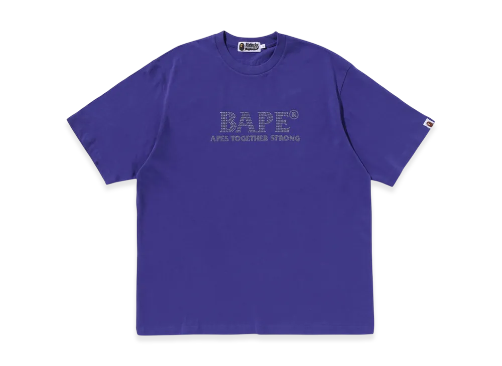 A BATHING APE Rhinestone Bape Logo Relaxed Fit Tee "Purple"