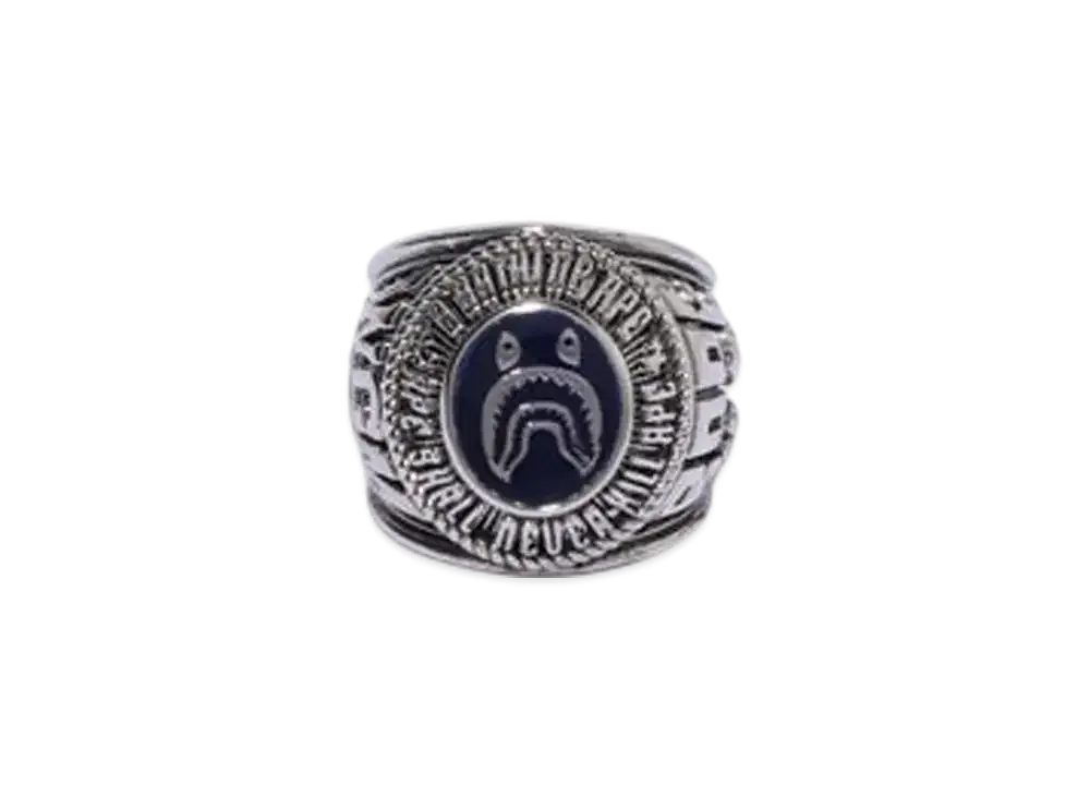 A BATHING APE Shark College Ring "Silver"