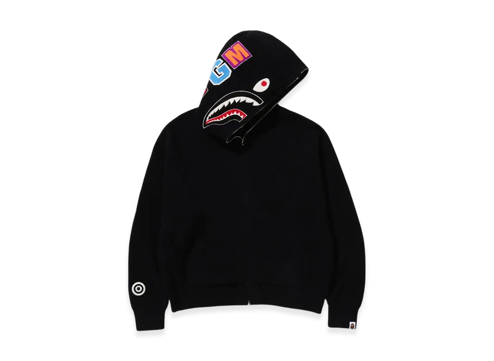 A BATHING APE Shark Full Zip Knit Hoodie "Black"