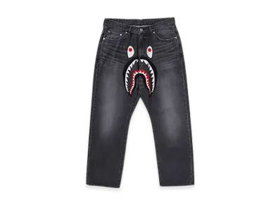A BATHING APE Shark Loose Fit 13 Oz Denim Pants "Black"