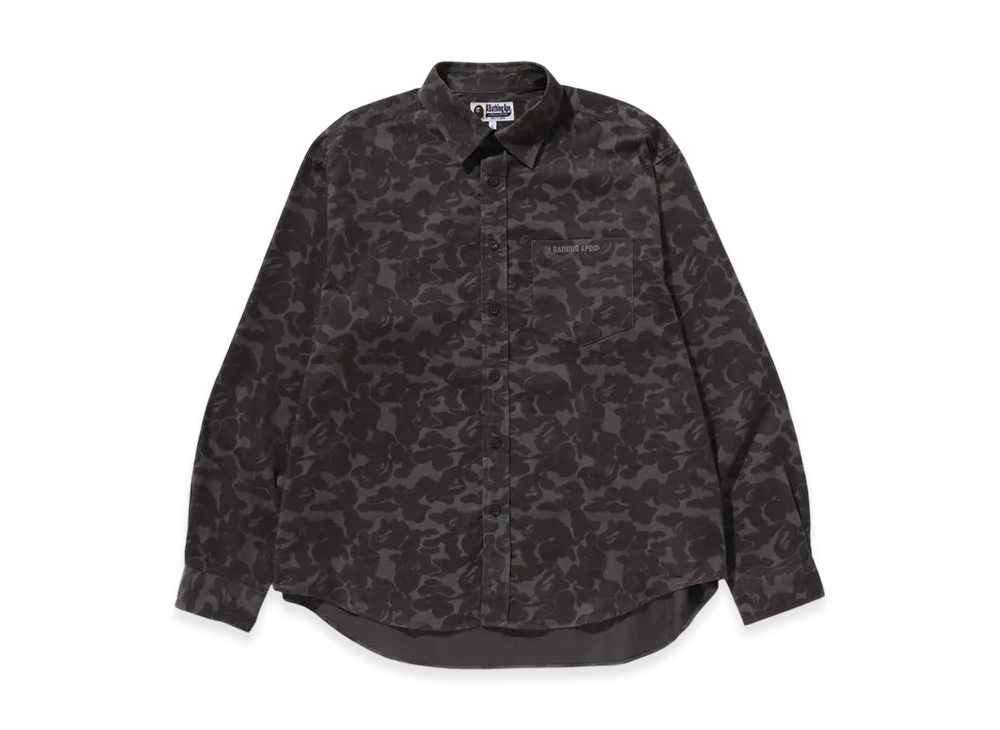 A BATHING APE Solid Camo Corduroy Relaxed Fit LS Shirt "Gray"