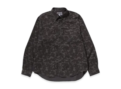 A BATHING APE Solid Camo Corduroy Relaxed Fit LS Shirt "Gray"