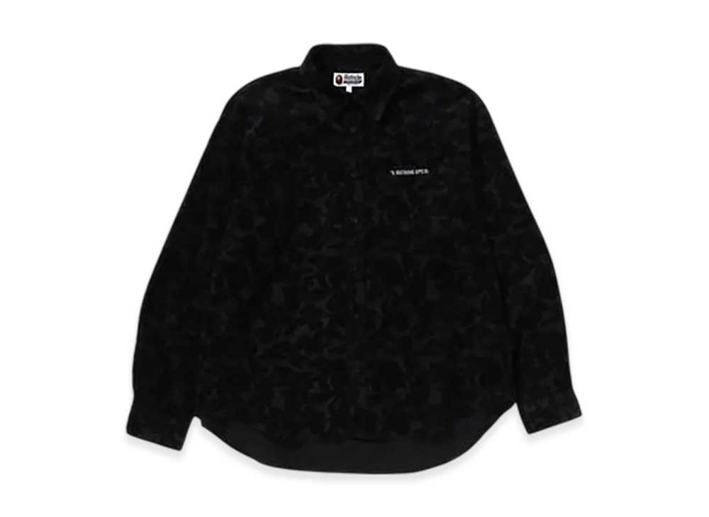 A BATHING APE Solid Camo Corduroy Relaxed Fit LS Shirt "Black"