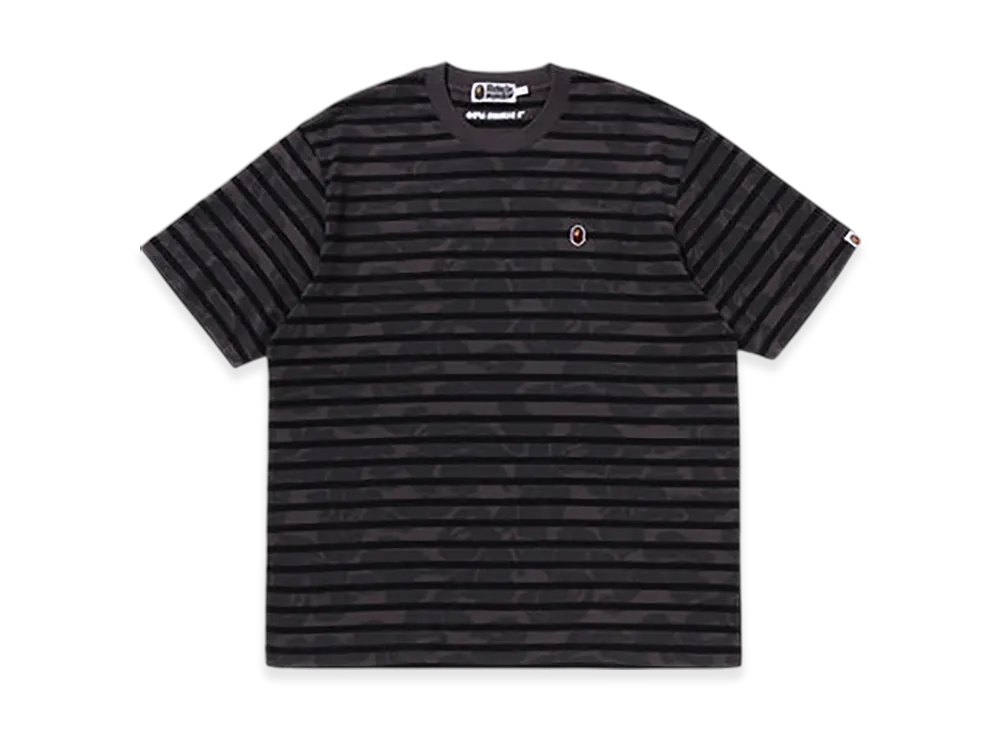 A BATHING APE Solid Camo Stripe One Point Relaxed Fit Tee "Charcoal"
