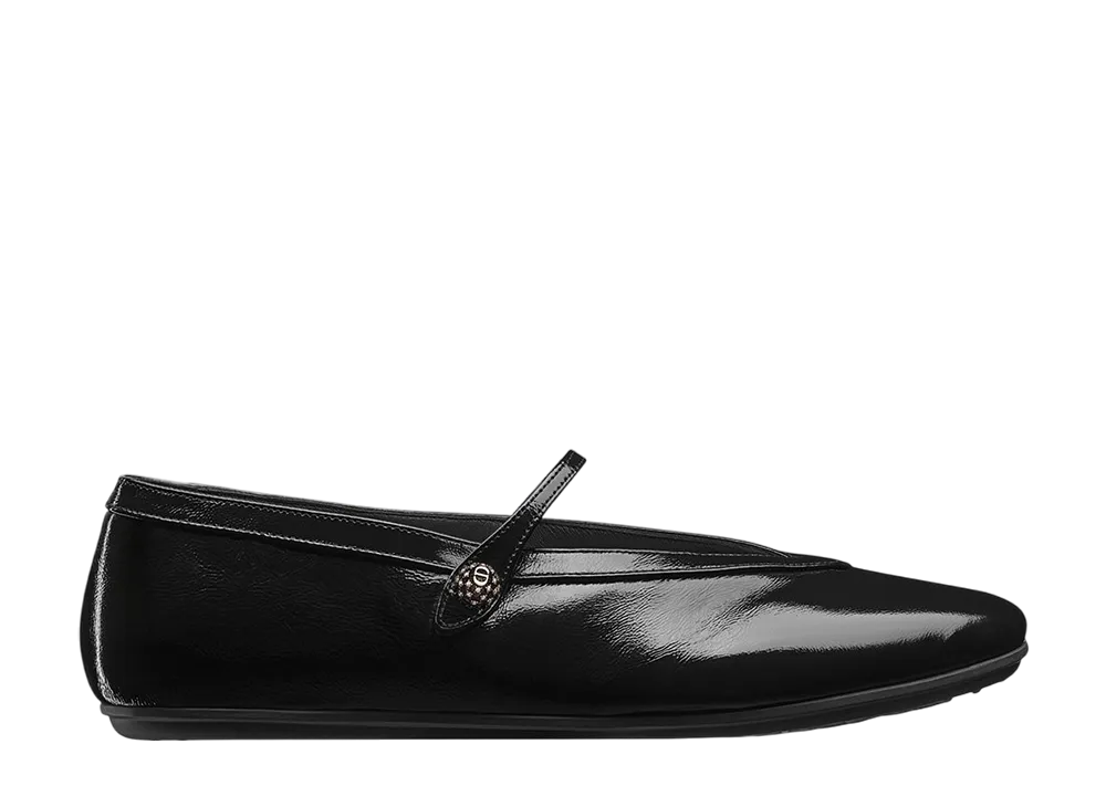 Dior Women's New Ballet Ballerina Crinkled Patent Calfskin "Black"