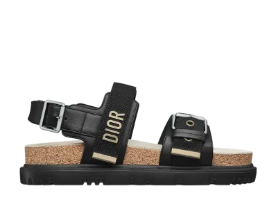 Dior Women's Dioract Sandal Lambskin & Technical Fabric "Black"