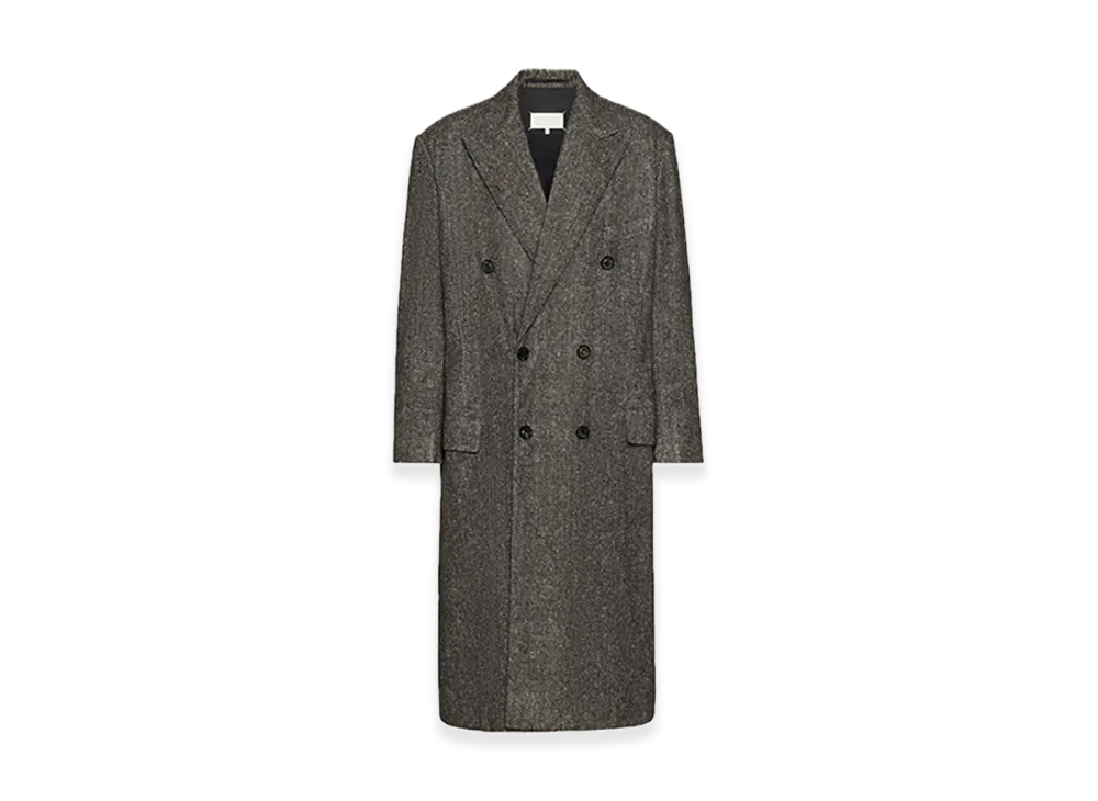 Maison Margiela Printed Herringbone Wool Coat "Grey"