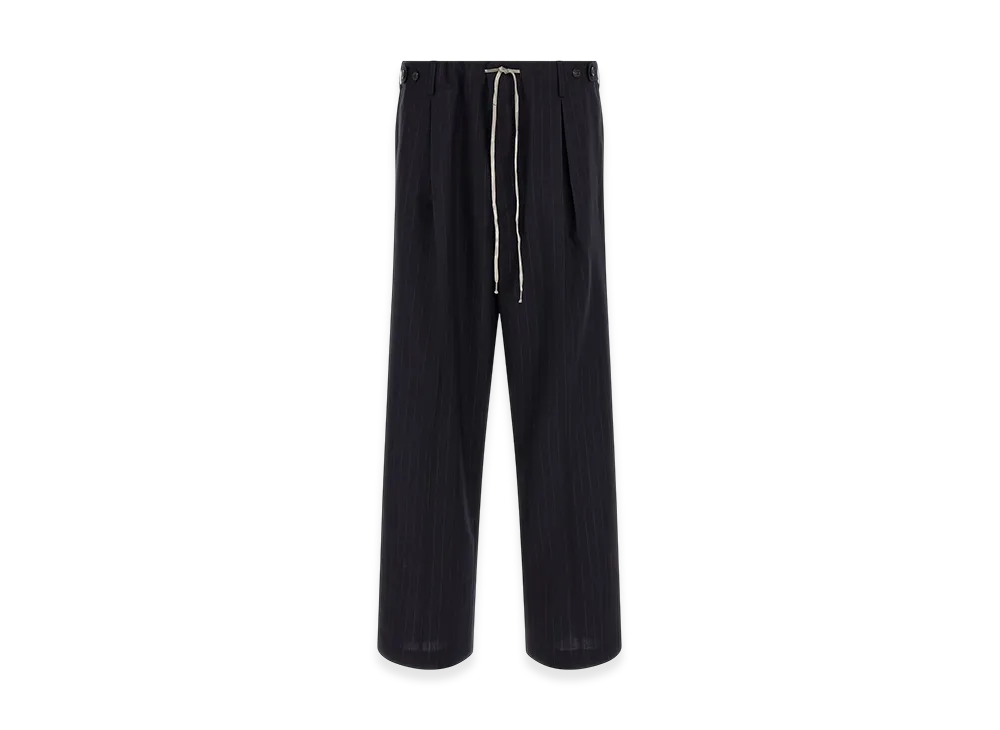 Maison Margiela Pinstripe Wool Drawstring Trousers "Blue"